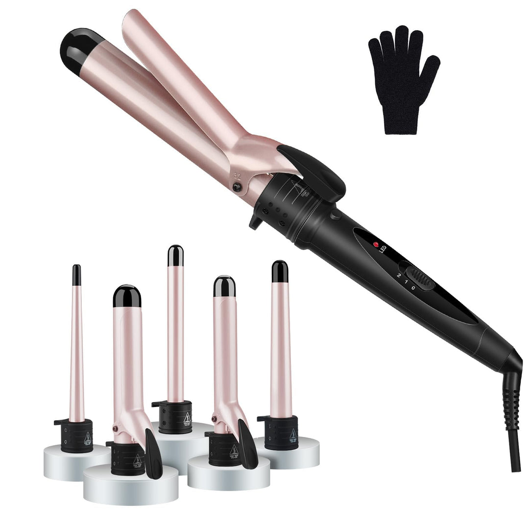 5 in 1 Lockenstab Set -Multifunktions Austauschbare Lockenwickler Set,0.3 bis 1.25 Zoll Lockenstab m
