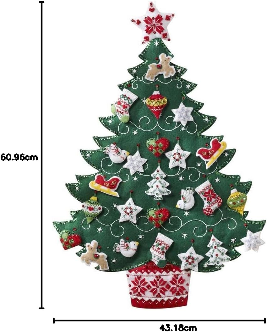 Bucilla Nordic Baum Advent Kalender-Applikation aus Filz Einheitsgrösse, Einheitsgrösse