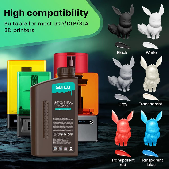 SUNLU ABS-Like 3D Drucker Resin 1KG, 405nm UV-härtendes Standard Photopolymer Schnellharz für den LC