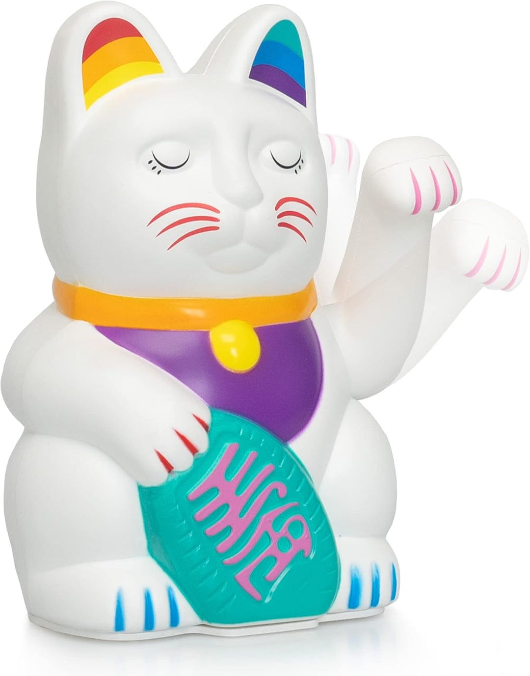 ANGRY CAT Regenbogen Winkekatze - Bunte Lucky Cat in Regenbogen Farben - süsse WinkKatze - Katze mit