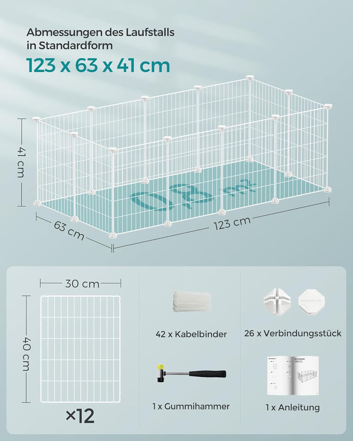 SONGMICS Freilauf, DIY-Kleintiergehege, Kleintierkäfig, Welpenauslauf, Kaninchen, Meerschweinchen, M