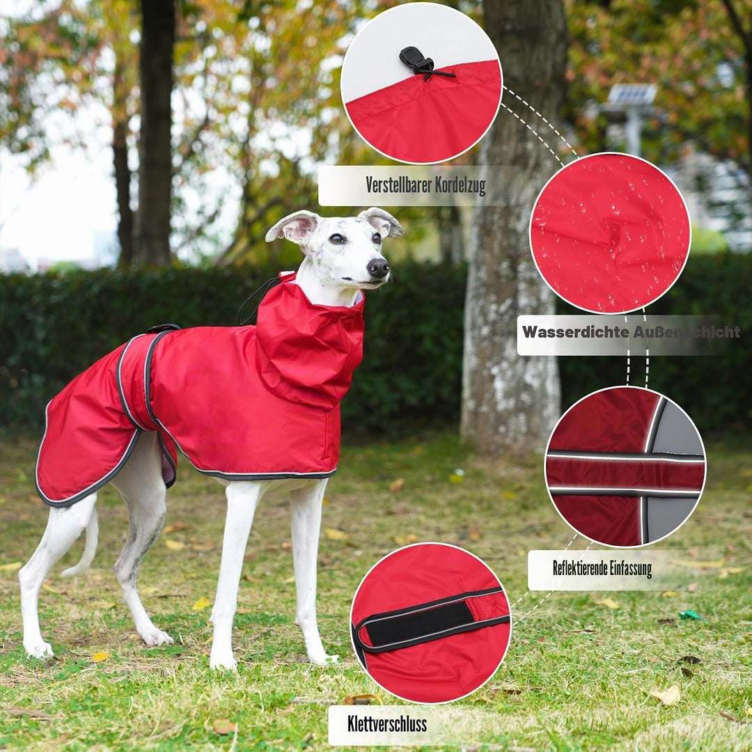 Geyecete Windhund Leicht Hundejacke Regenjacke, Hunderegenmantel Wasserdicht Verstellbar Windhundeja