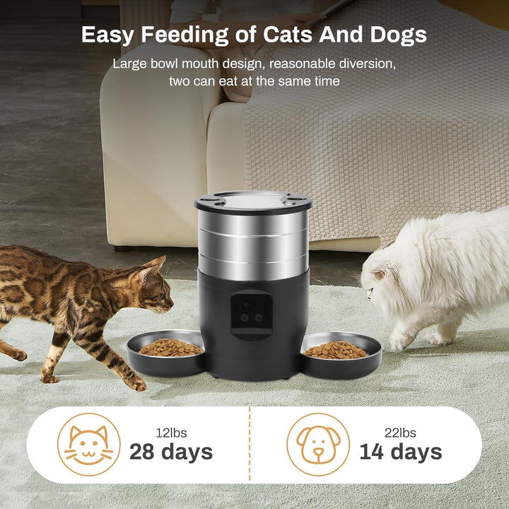 Futterspender für Katzen, automatisch, 4,5 l, programmierbar für 10 Mahlzeiten, Sprachfunktion 10 Se