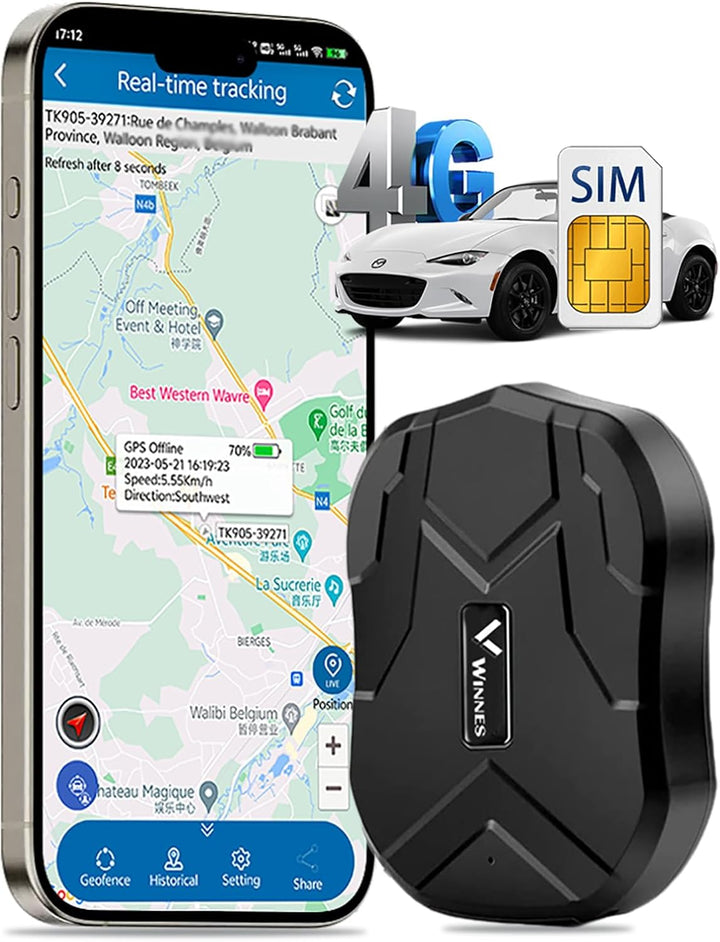 GPS Tracker Auto 4G mit SIM-Karte 5000mAh 4G GPS Tracker für Fahrzeuge Langzeit Standby Wasserdicht