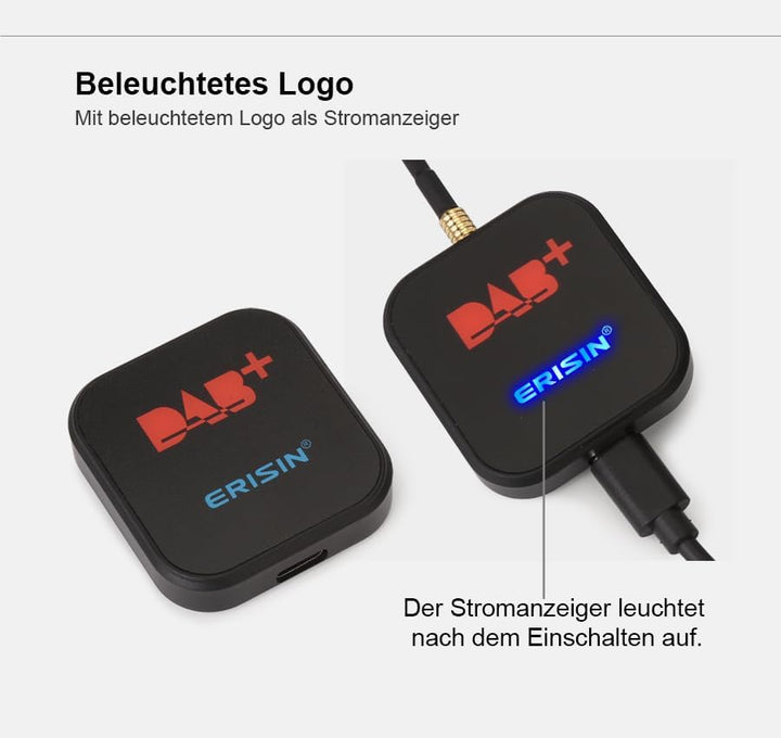 Erisin DAB+ Digital Box Radio MCX Antenne Verstärker für Android 9.0/10/11/12/13/14 Autoradio, Digit