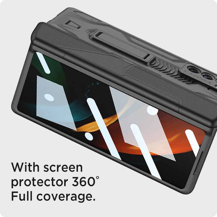 Miimall Schutzhülle Kompatibel mit Samsung Galaxy Z Fold 2 Hülle mit Ständer, Robust PC Handyhülle m