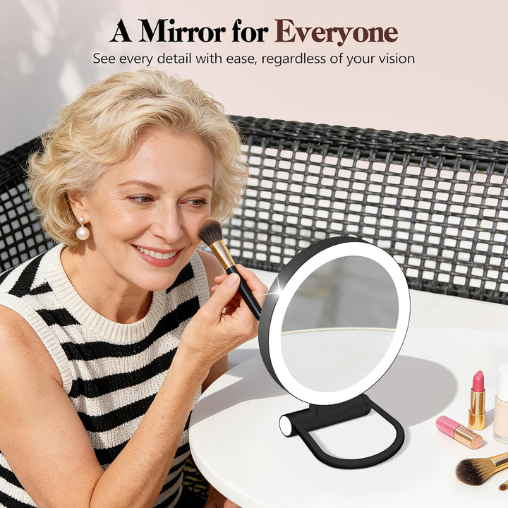 B Beauty Planet Kosmetikspiegel mit Beleuchtung, 30 fache/1-fach Doppelseitige Tischspiegel,3 Farbli