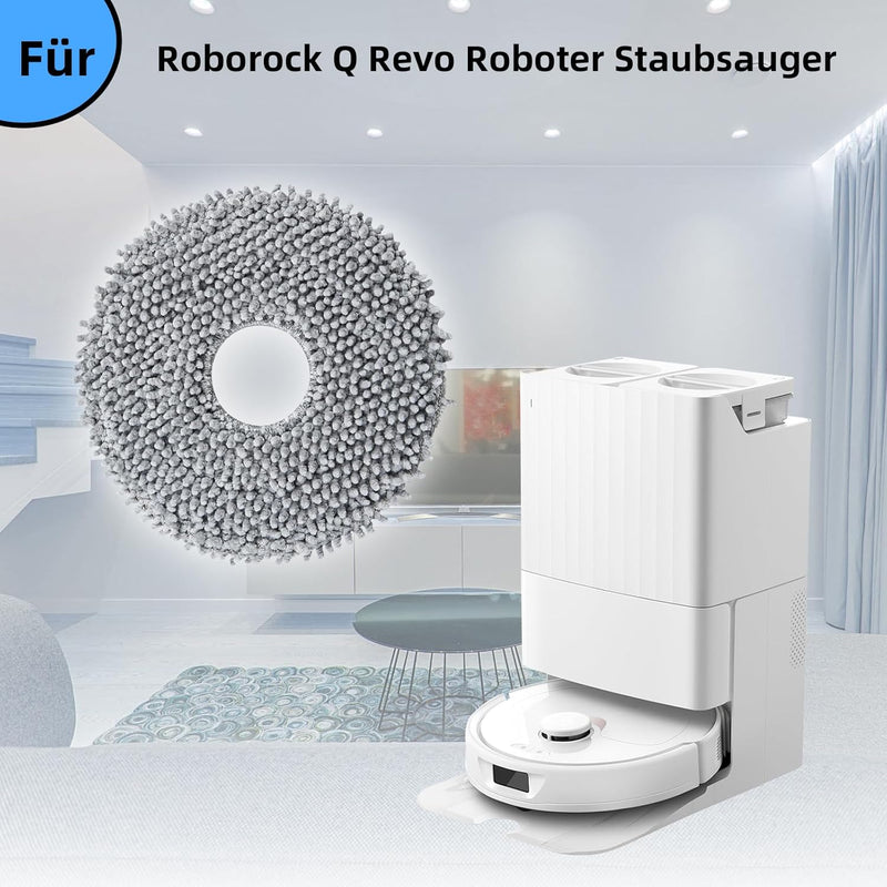 8 Stück Wischtücher Ersatzteile für Roborock Q Revo/Qrevo MaxV Roboter Staubsauger, Spin Reinigungsp