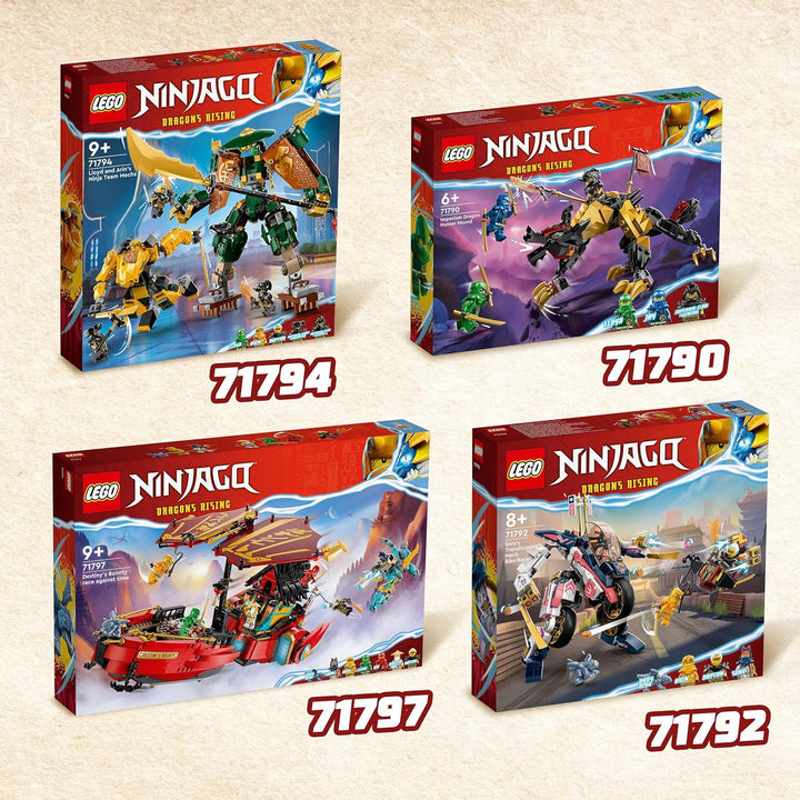 LEGO 71792 NINJAGO Soras transformierender Mech-Bike-Renner, 2in1 Set mit transformierender Mech-Act