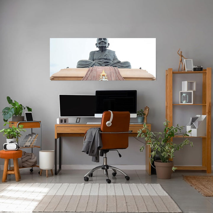 wandmotiv24 Leinwandbild Statue in einem berühmten Tempel in Thailand 100x40cm (BxH) Bilder auf Lein