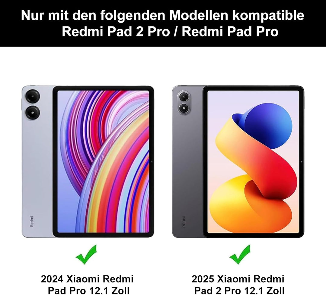 WINCHKING Hülle Mit Tastatur Für Xiaomi Redmi Pad 2 Pro 12.1 Zoll/Redmi Pad Pro 12.1” 2024, Hülle Ta