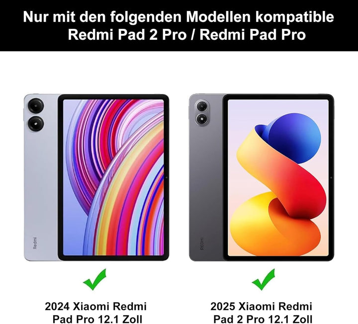 WINCHKING Hülle Mit Tastatur Für Xiaomi Redmi Pad 2 Pro 12.1 Zoll/Redmi Pad Pro 12.1” 2024, Hülle Ta