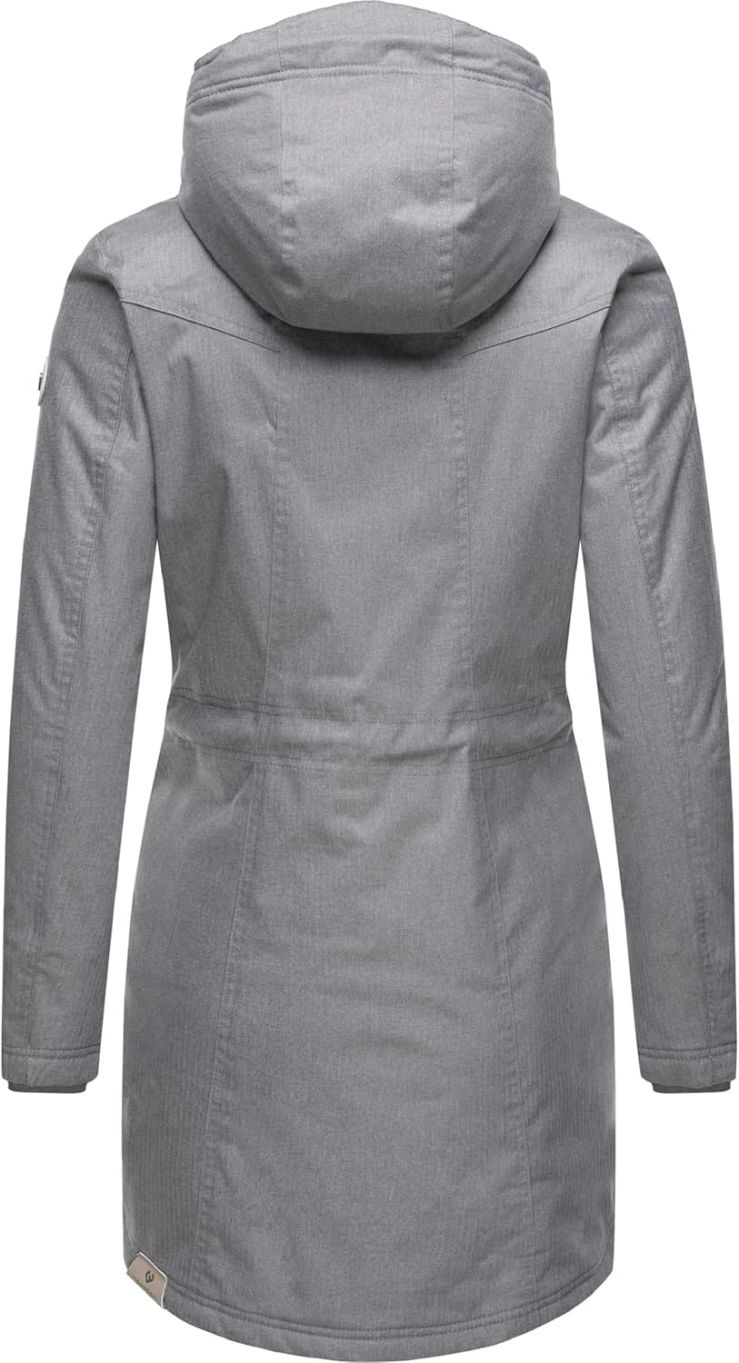 Ragwear Damen Wintermantel warm gefütterter Parka lang wasserdicht mit Kapuze Elsie Melange XS-6XL S