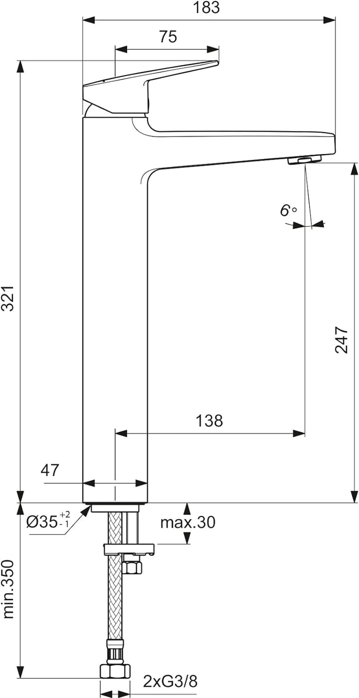 Ideal Standard BD236AA Ceraplan Waschtischarmatur ohne Ablaufgarnitur