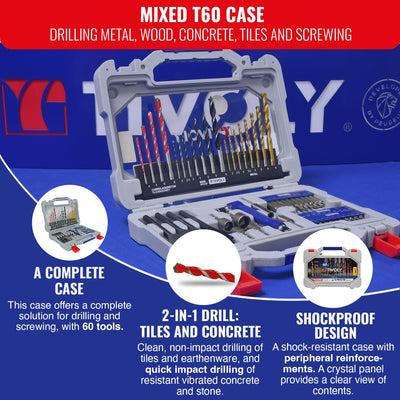 Tivoly 11901170060 T60 Kombi-Koffer für Bohrer und Bits