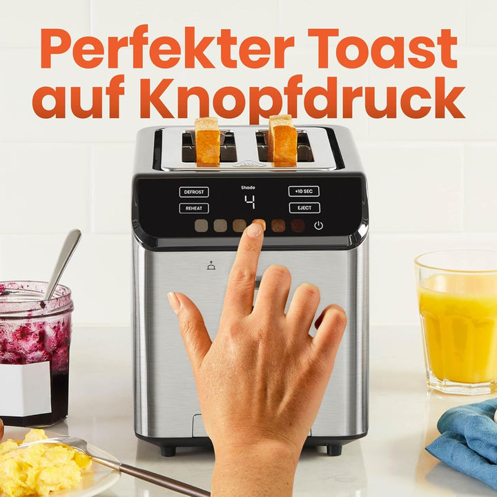 Chefman Smart Touch 2 Scheiben Digital Toaster, 6 Farbeinstellungen, Toaster Edelstahl mit extrabrei