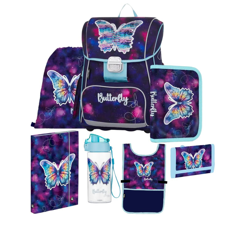 Butterfly Schmetterling 10 Teile Set SCHULRANZEN RANZEN Tornister Federmappe Tasche Schultüte 85 cm