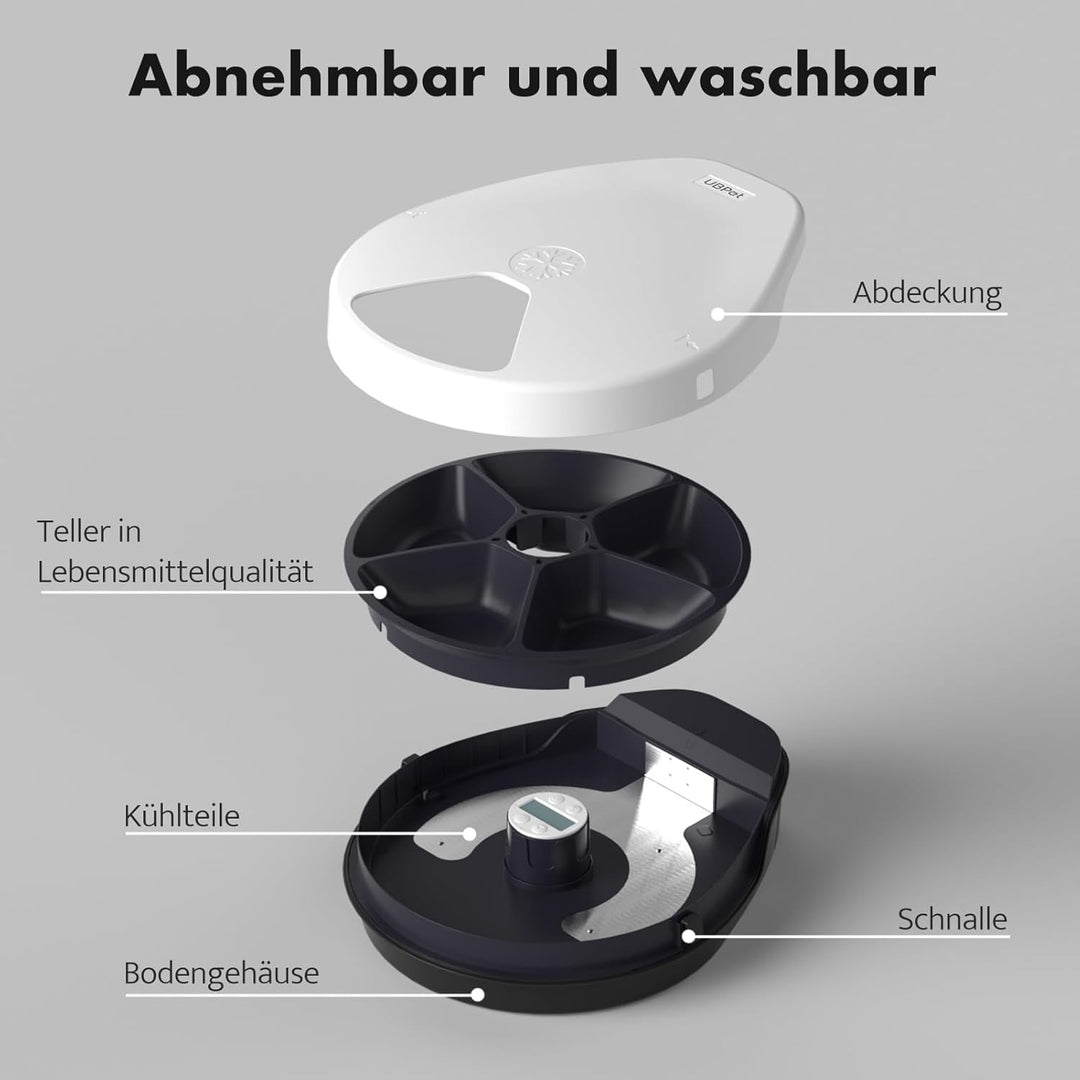 UBPET F10 Futterautomat Katze Nassfutter mit Kühlung, Halbleiter Kühlung, Timing-Funktion Futterauto