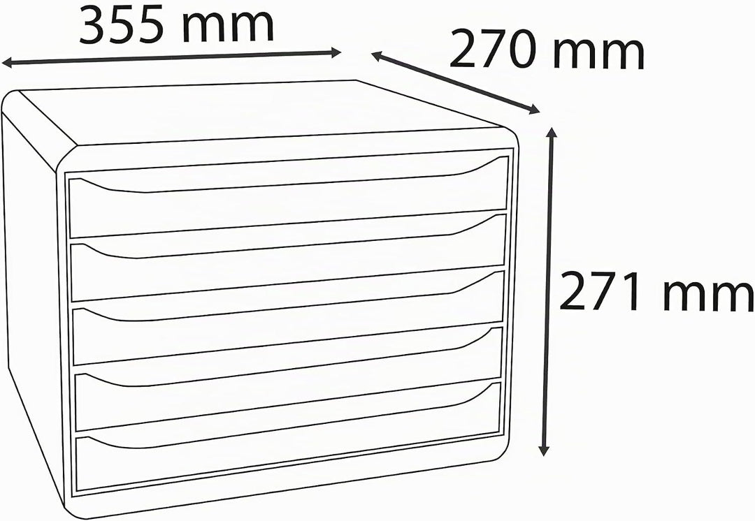 Exacompta 308714D Ablagebox Glossy Querformat mit 5 Schubladen für DIN A+ Dokumente. Belastbare Schu