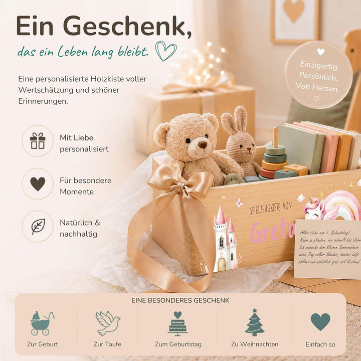 Kidsmood - Spielzeugkiste aus Holz mit Wunschnamen | Aufbewahrungsbox Kinder Spielzeug & Bücher | Pr