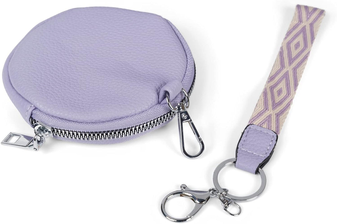 styleBREAKER Damen Halbmond Crossbody Schultertaschen Set 3-Teilig, Schultergurt mit Muster, Schlüss