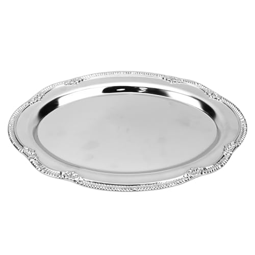 Cryfokt Vintage Graviertes Metall-Desserttablett, Eisen-Servierplatte, Dekorativer Teller für Schmuc