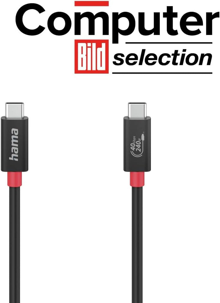 Hama USB C Kabel, 1m (USB C auf USB C, E Marker, USB4 Gen3, 40Gbit/s, Ladekabel USB C, Datenkabel, u