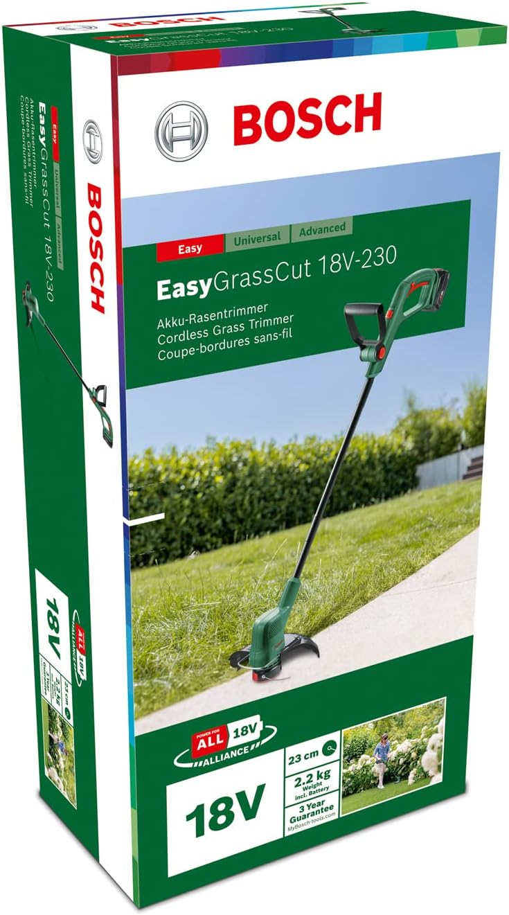 Bosch Home and Garden 06008C1A03 Bosch Rasentrimmer EasyGrassCut 18V-230 (1x Akku 2,0 Ah, 18 Volt Sy
