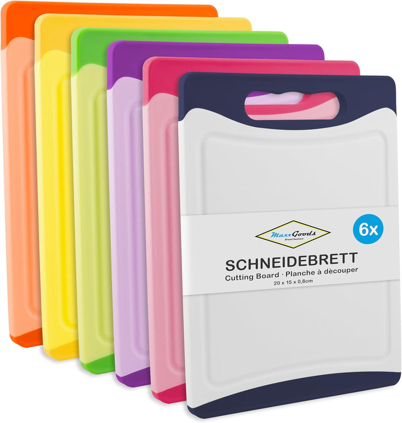 MaxxGoods Kunststoff Schneidebrett Set 6-TLG. - 20,0 x 15,0 cm - antibakteriell - spülmaschinenfest