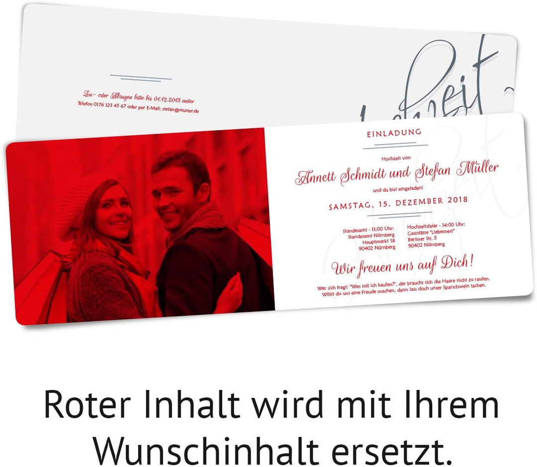 10 x Hochzeitseinladungen Einladungskarten Einladung Karten individuell - Hochzeit Schriftzug, 10