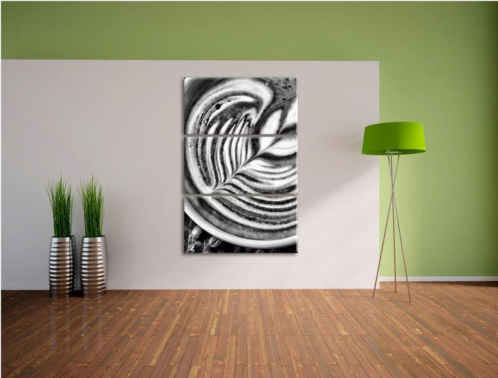 Pixxprint Tasse Kaffee als Leinwandbild/Grösse: 3 Teilig (120x80) cm/Wandbild/Kunstdruck/fertig besp