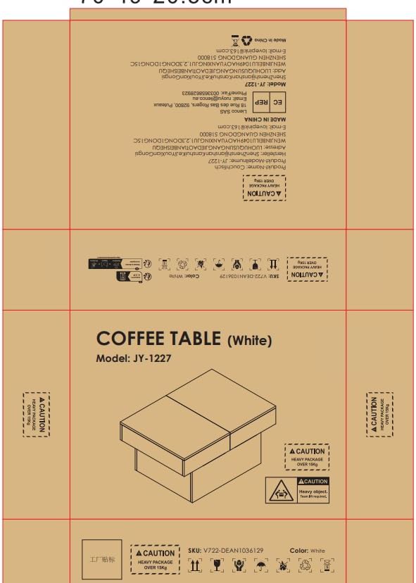 VOWNER Couchtisch, Moderner Couchtisch, Ausziehbarer Schreibtisch, Wohnzimmertisch mit 2 Stauräume,