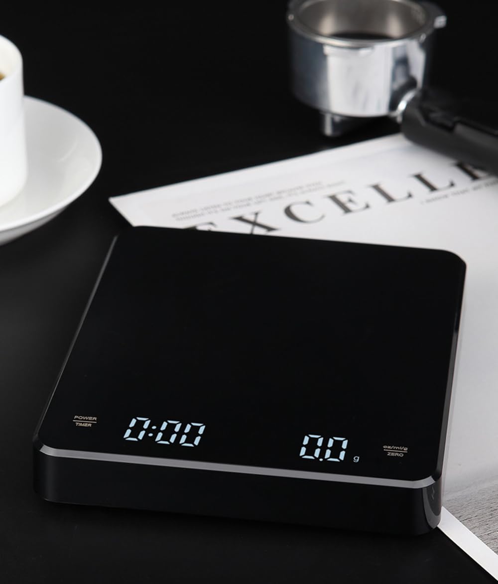Lancoon Kaffeewaage mit Timer 3kg/0,1g Kleine Kaffeewaage mit Schwerkraftmessgerät Wiederaufladbar K