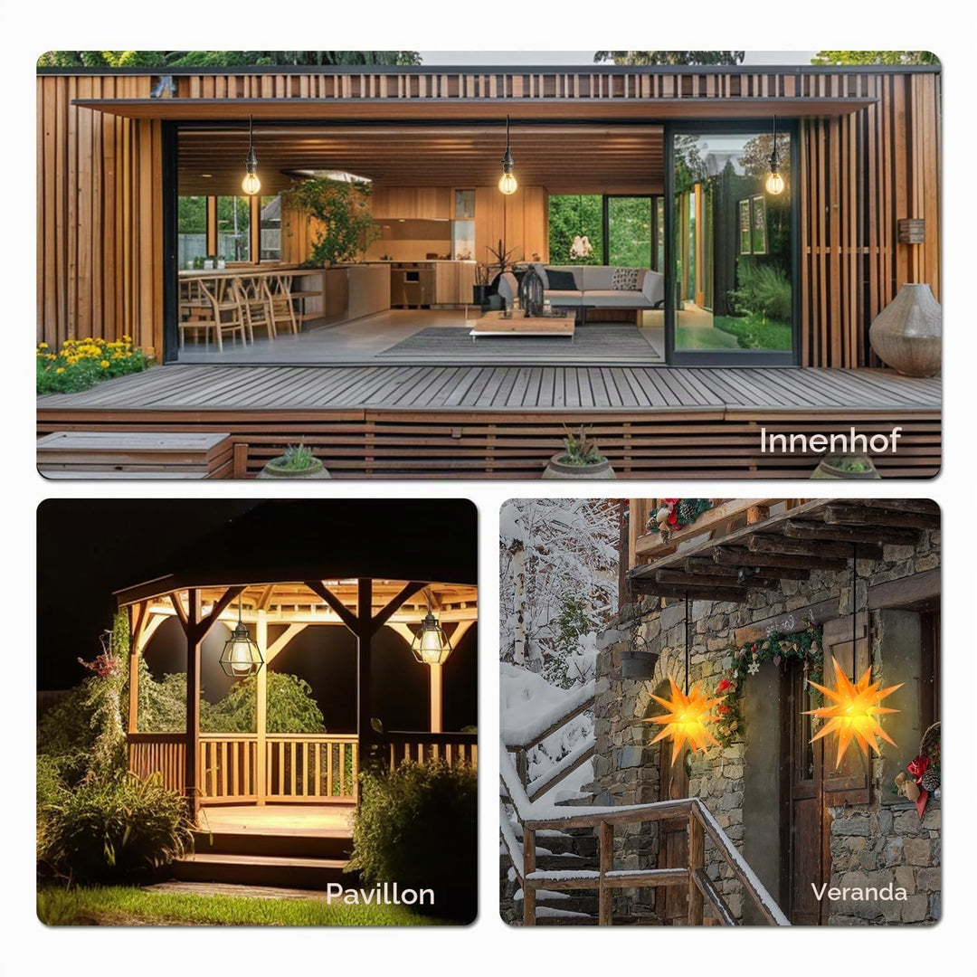 FIRMERST Wasserdichte Lampenfassung E14 mit Kabel Outdoor 10m IP44 10 M Schwarz, 10 M Schwarz
