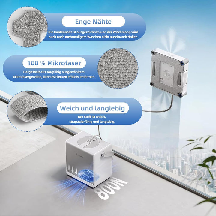 16 Stück Reinigungstücher für ECOVACS WINBOT W2S / W2S Omni Fensterputzroboter, Waschbares Mikrofase