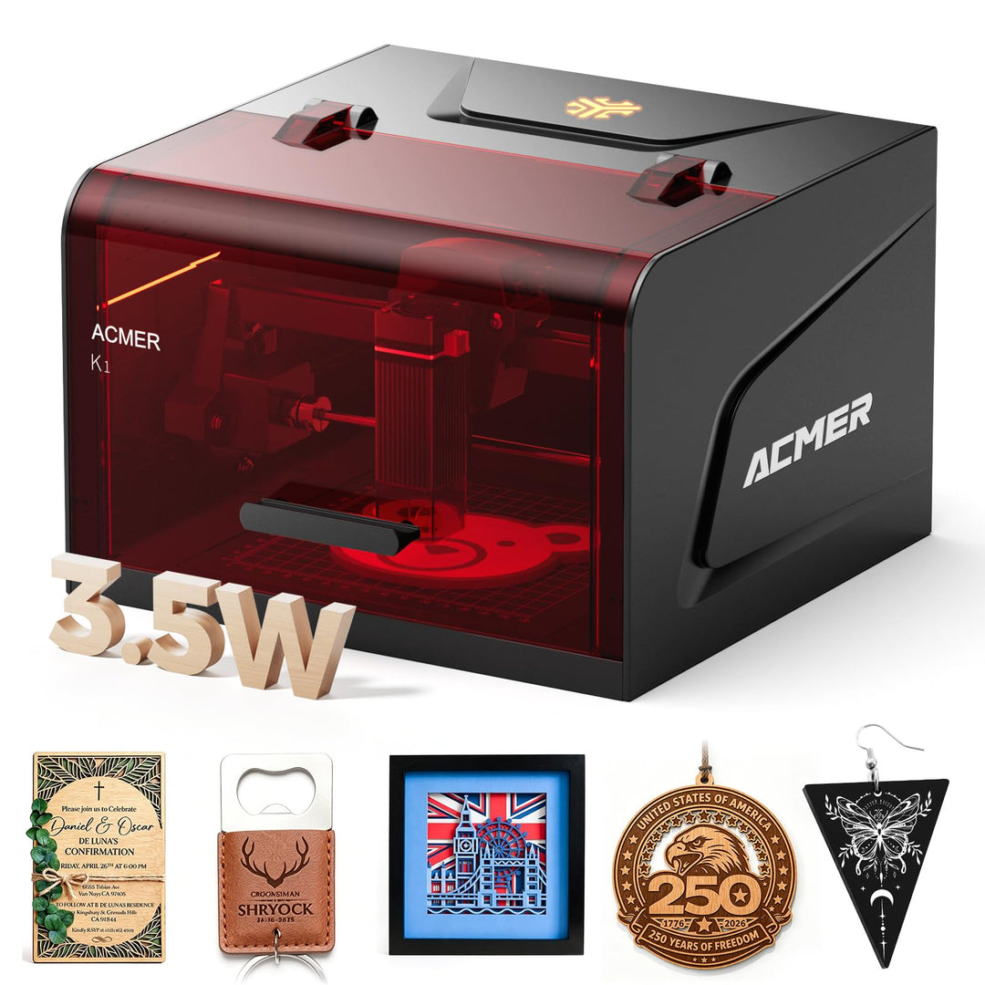 ACMER K1 3.5W Laser Cutter holz, Klasse 1 Geschlossener Lasergravur Maschine mit Rauchabzug, 0.01mm