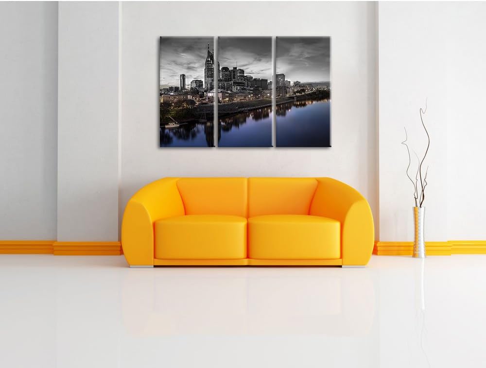 Pixxprint Nashville Skyline Panorama als Leinwandbild/Grösse: 3 Teilig (120x80 cm) cm/Wandbild/Kunst