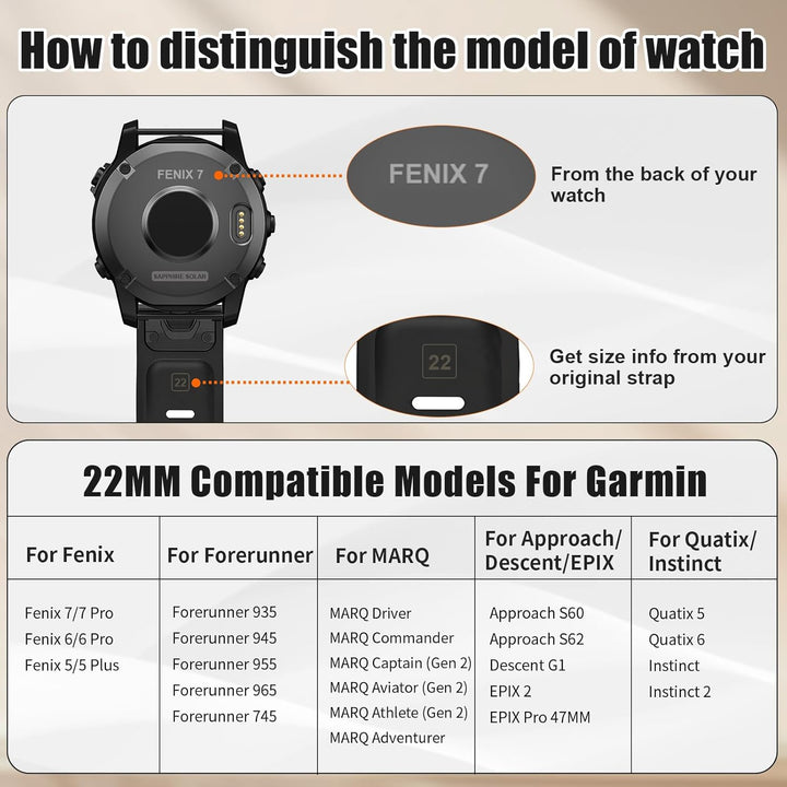 NotoCity Armband für Garmin Fenix 6/6 Pro/7/5/Fenix 5 Plus/Forerunner 935/945/Instinct, 22mm Breite