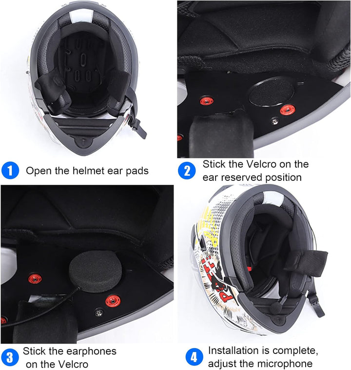 EJEAS E1+ Motorradhelm Bluetooth 5.1 Headset, mit CVC-Geräuschunterdrückung Funktion und 3D-Soundeff
