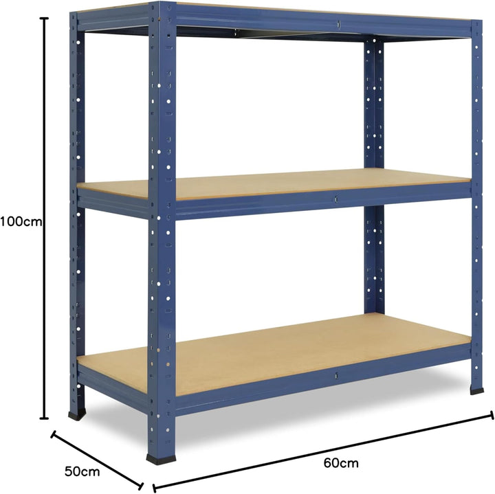 shelfplaza® 100x50x60cm Home Schwerlastregal blau/Metallregal mit 3 Böden/Kellerregal Metall, Garage