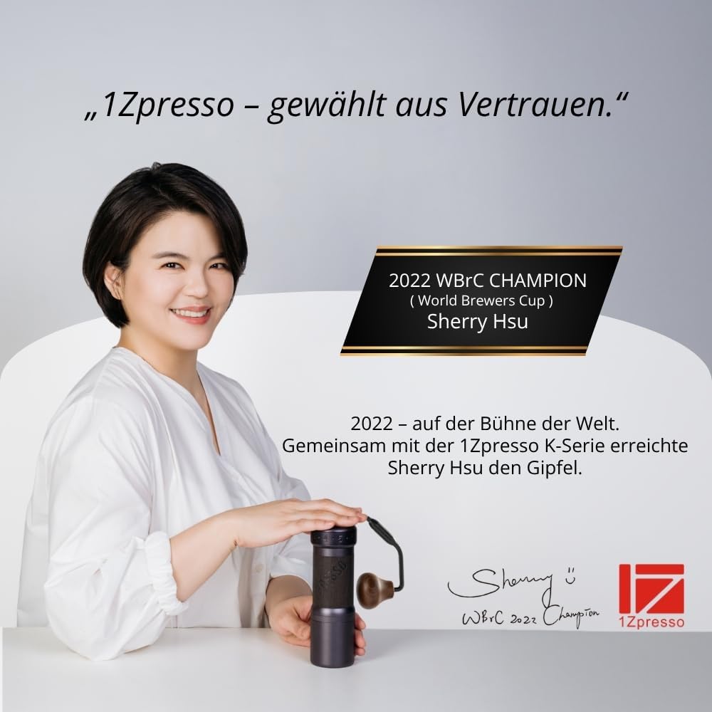 1Zpresso J-Ultra Manuelle Kaffeemühle Eisen Grau, Konisches Mahlwerk, Klappgriff, Magnetischer Auffa