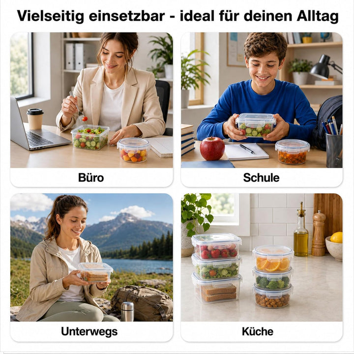 Haushaltszauber® Frischhaltedosen Set 13-teilig (5 runde & 8 quadratische) | Luftdichte Frischhalted