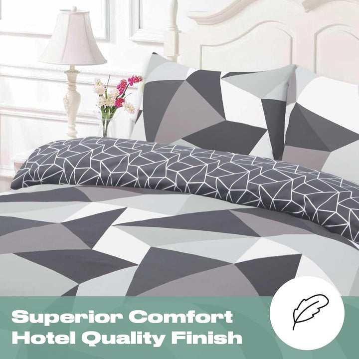 DREAMSCENE Formen Bettbezug mit Kissen Fall Bettw�sche-Set, Polyester-, schwarz, Double Full Geometr