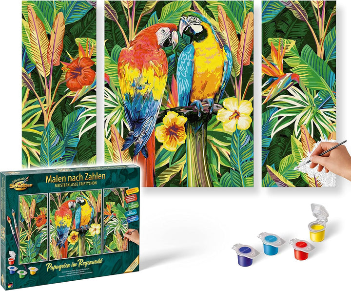 Schipper 609260853 Malen nach Zahlen - Papagaien im Regenwald -Bilder malen für Erwachsene, inklusiv