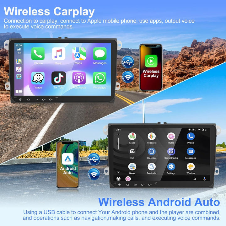 [4G+64G] Motorsi Autoradio für VW Seat Passat Golf 5 6 Polo Skoda mit Apple Carplay Android Auto, 9'