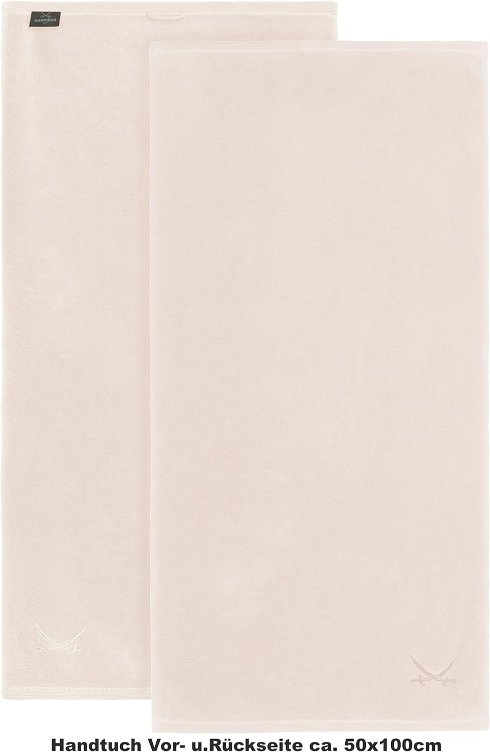Sansibar Handtuch mit gesticktem Säbel Logo Badtuch 100% Baumwolle 50x100 cm (6er Set, Sand) 6er Set