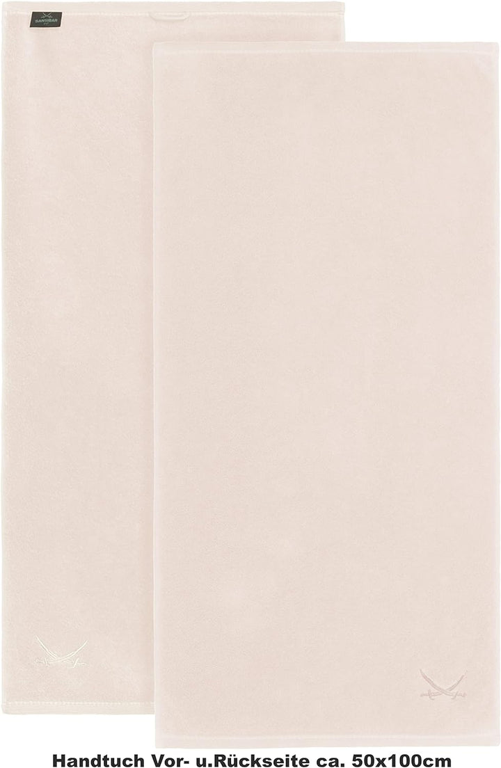 Sansibar Handtuch mit gesticktem Säbel Logo Badtuch 100% Baumwolle 50x100 cm (6er Set, Sand) 6er Set