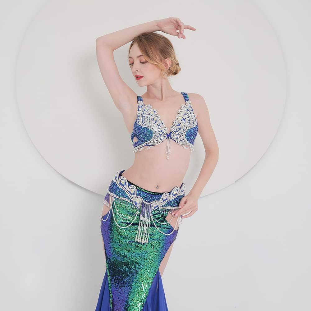 ROYAL SMEELA Pailletten Bauchtanz Kostuem professionell orientalische Tanzkleidung Damen Strass bauc