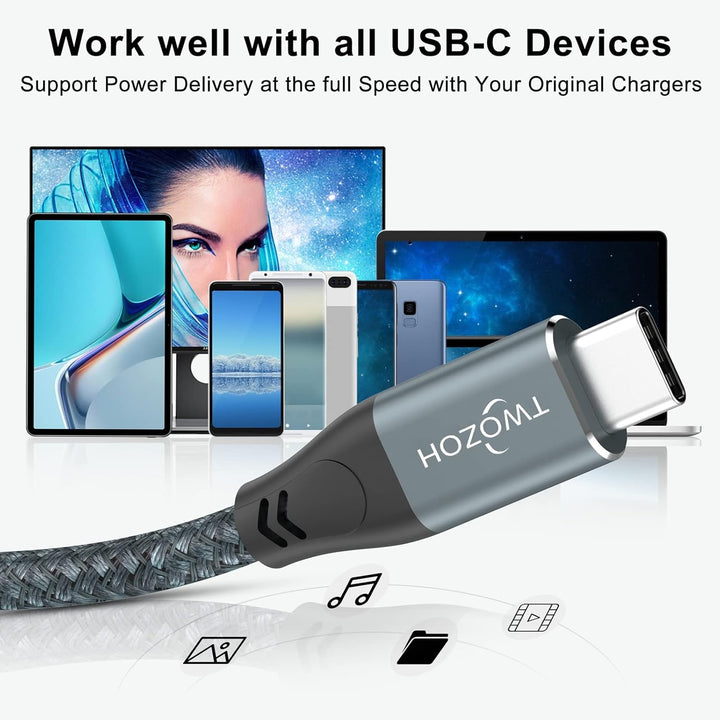 Twozoh 4K USB C Kabel 100W 4,5M (All-in-One), USB 3.2 Gen 2 X 2 20Gbps USB C 3.1 TypeC PD Schnelllad