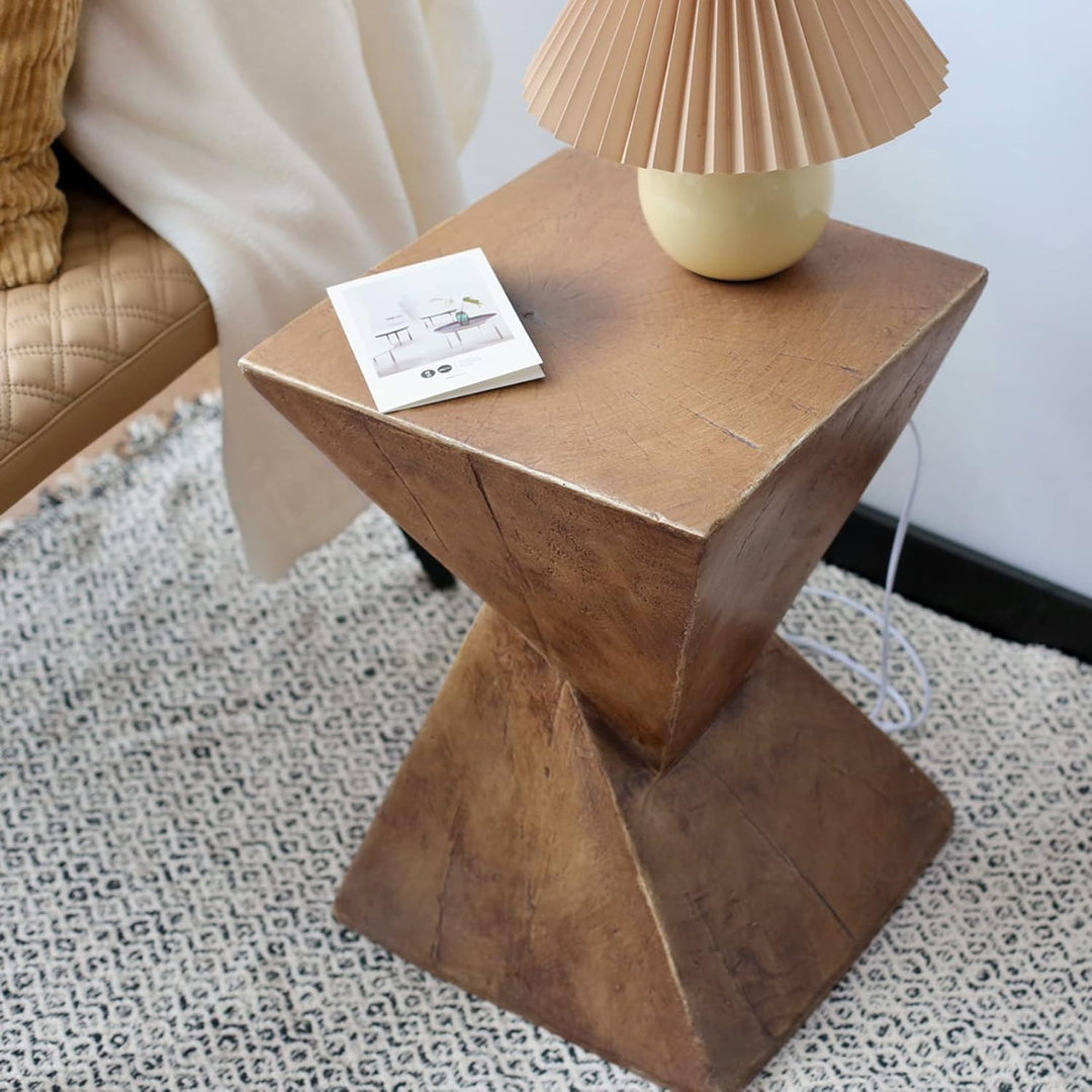 FATIVO Beistelltisch Holz Braun Vintage: Beistelltisch Klein 46cm Hoch Sofatisch Nachttisch Telefont